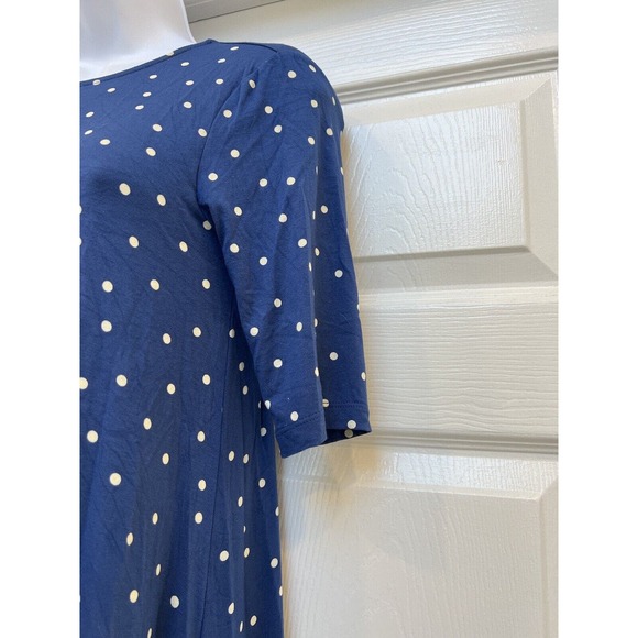 EUC Old Navy Jersey Knit Swing Dress Elbow Sleeves Extra Small XS Blue Polka Dot - Picture 4 of 11